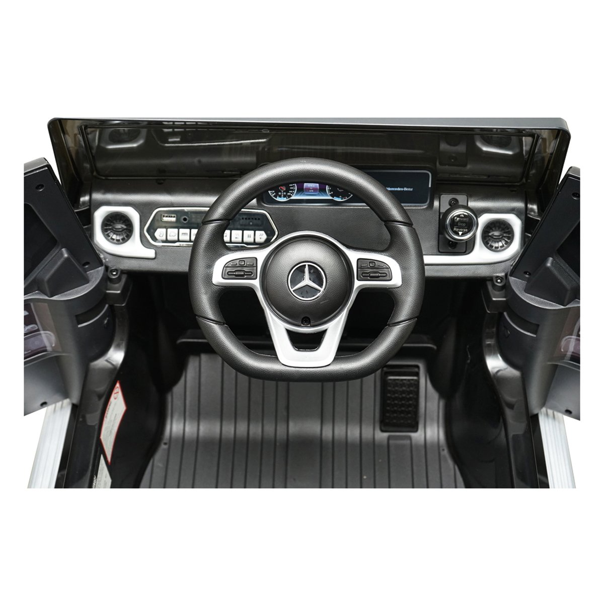 Masinuta electrica cu baterie 6V/7Ah si telecomanda pentru copii Mercedes G500 JJ2077 negru cu scaun piele